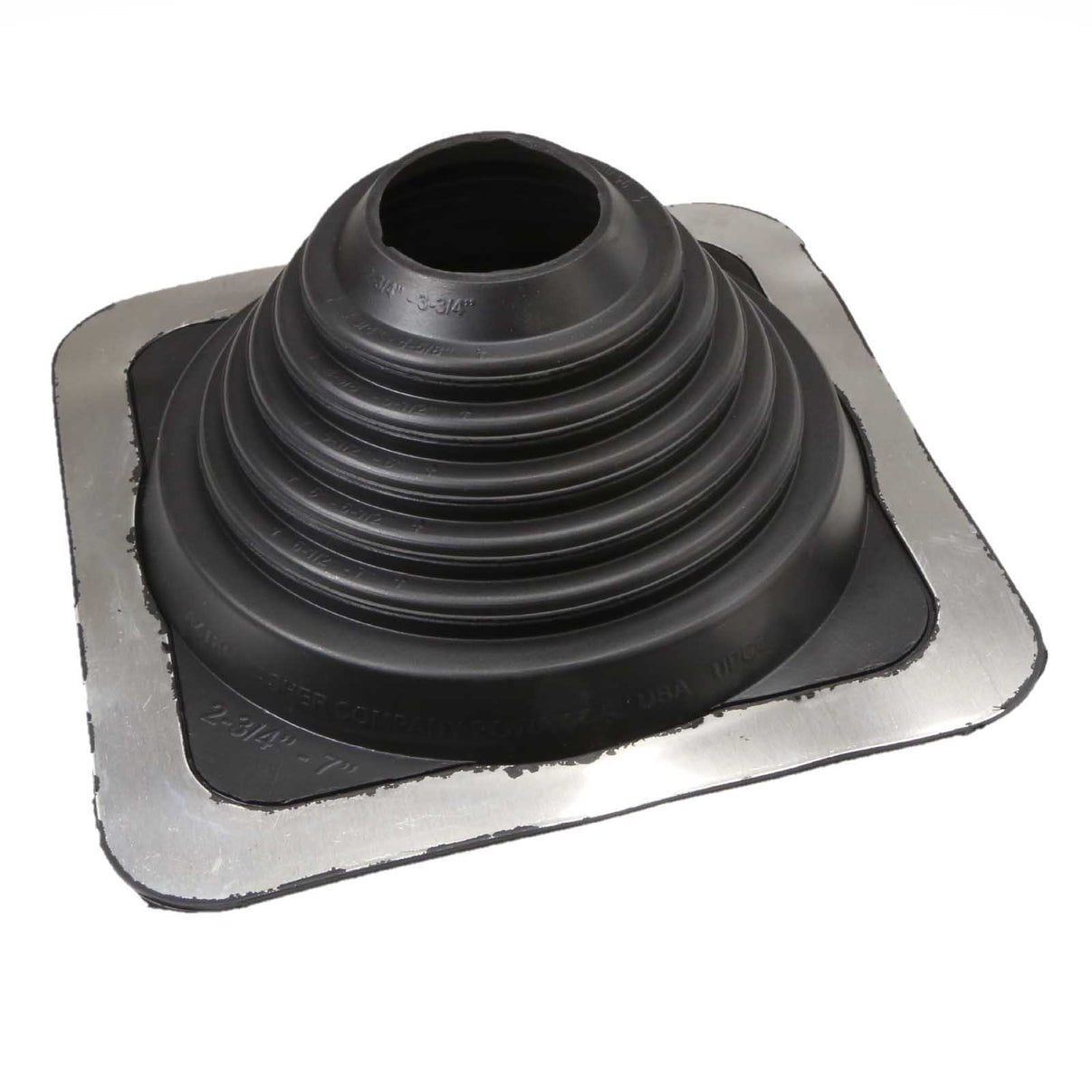 4 Roofjack Square EPDM Pipe Flashing Boot, Black Fasteners Plus
