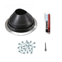 #7 Round EPDM Metal Roof Pipe Boot wInstall Kit Black