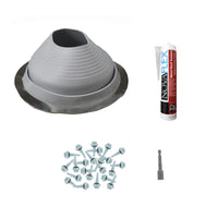 #7 Round EPDM Metal Roof Pipe Boot wInstall Kit Gray