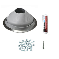 #8 Round EPDM Metal Roof Pipe Boot wInstall Kit Gray