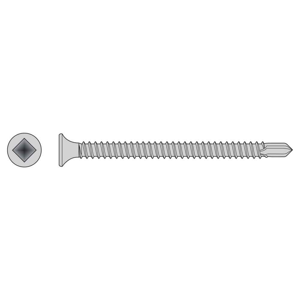 #6 x 114 inch Square Drive SelfDrilling BugleHead Screw 410 Stainless Pkg 5000