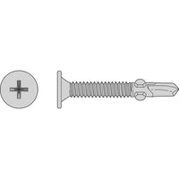 #10 x 1716 inch SelfDrilling WaferHead Screw with Wings 304 Stainless Steel Pkg 100