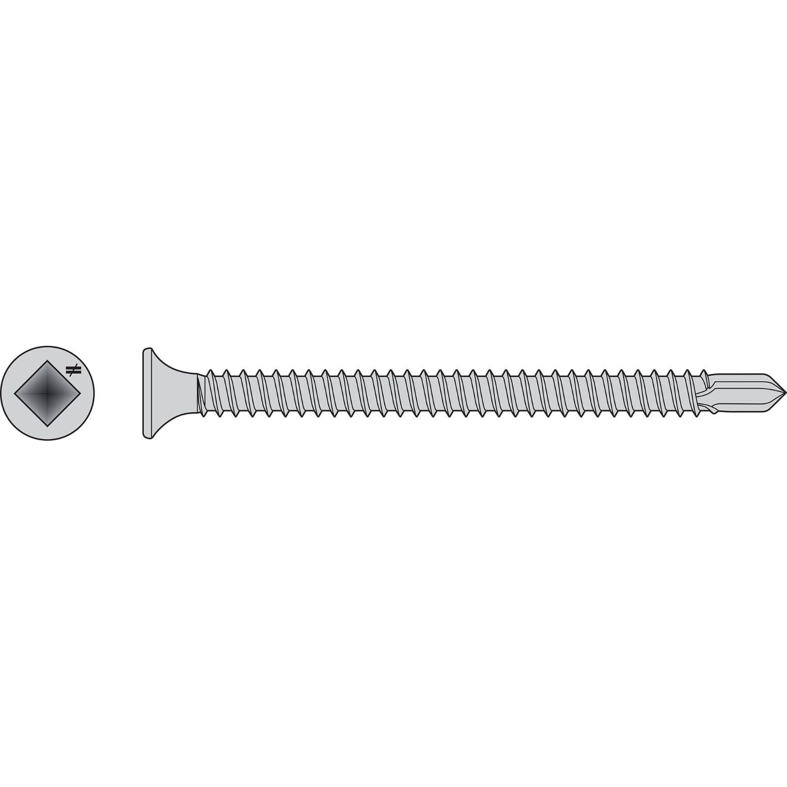 #10 x 312 inch Square Drive SelfDrilling BugleHead Screw 410 Stainless Steel Pkg 100
