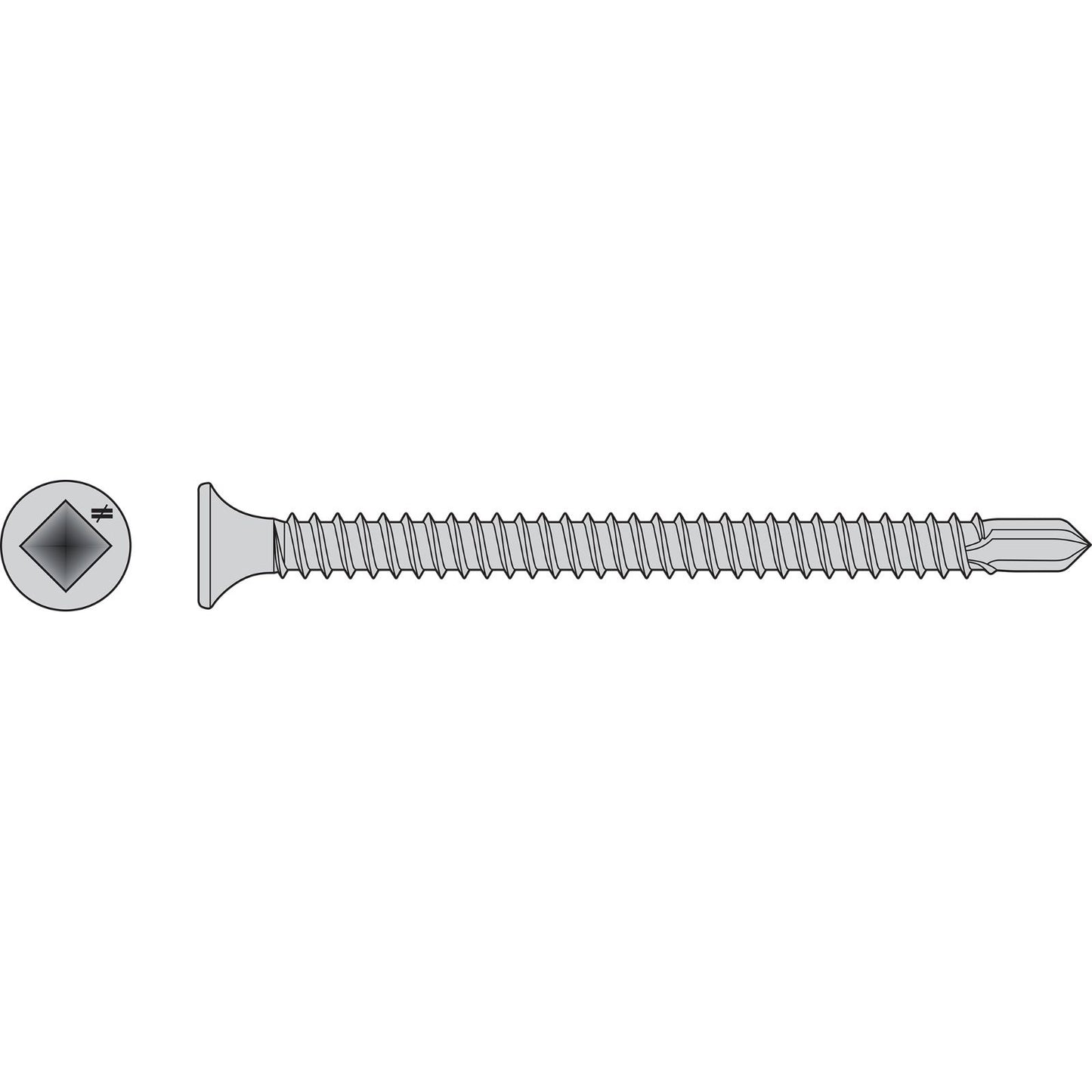 #10 x 212 inch Square Drive SelfDrilling BugleHead Screw 410 Stainless Steel Pkg 2000