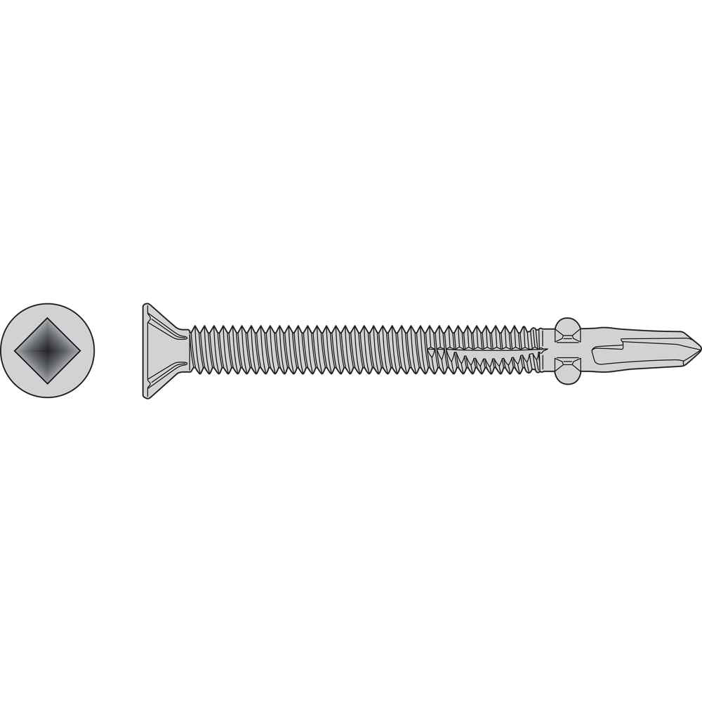 #12 x 2 inch SelfDrilling Flat Head Screw with Wings 410 Stainless Steel Pkg 100