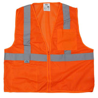Orange Class 2 Reflective Safety Vest w Zipper L
