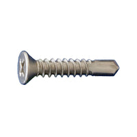 #10 x 1" Self-Drilling Metal Screw, Phillips Flat Head - 410 Stainless Steel, Pkg 5000