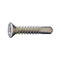 #10 x 1-1/4" Self-Drilling Metal Screw, Phillips Flat Head - 410 Stainless Steel, Pkg 3000