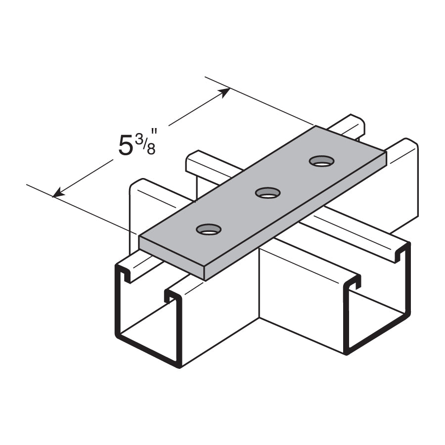 Flextruts FS-5008 3 Hole Splice Plate Drawing With Dimensions