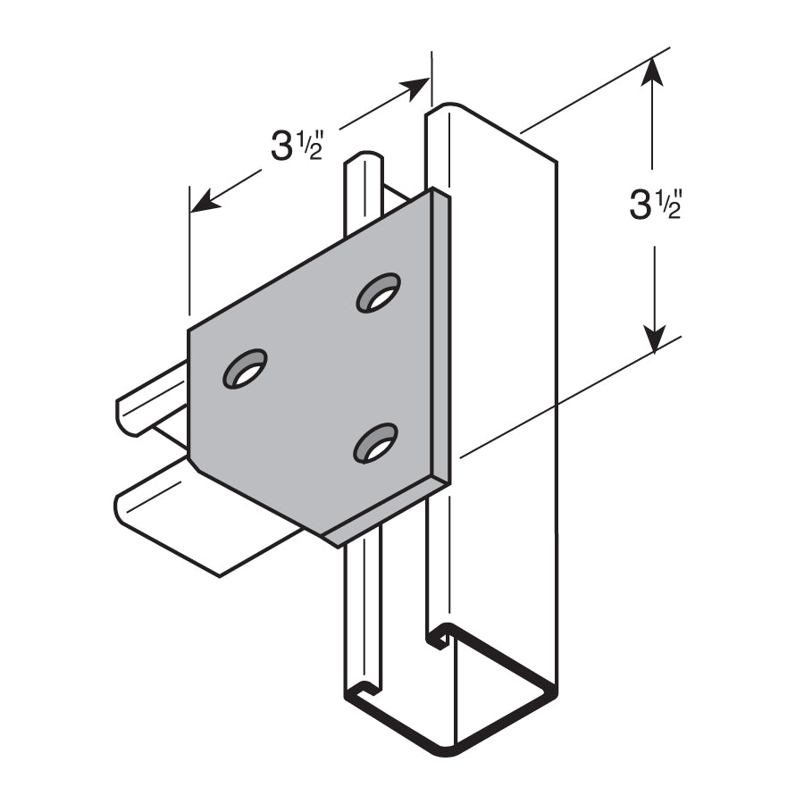 Flextruts FS-5019 3 Hole Corner Plate Drawing With Dimensions