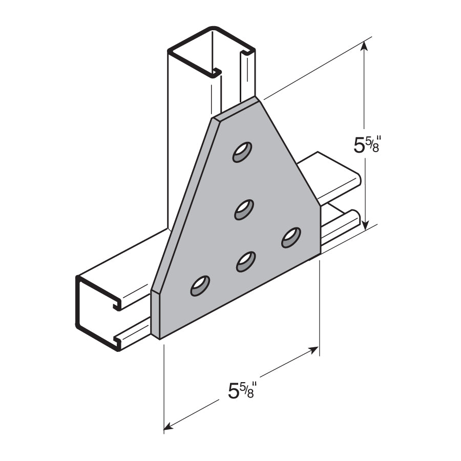 Flexstrut FS-5027 5-Hole T Gusset Plate Drawing With Dimensions