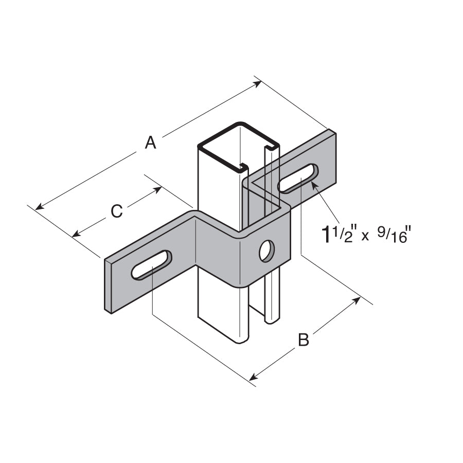 Flexstrut FS-5307-5310 U Fitting Drawing With Dimensions