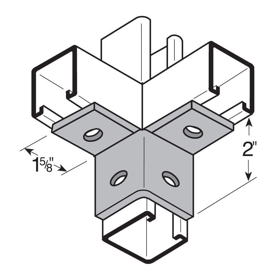 Flexstrut FS-5512 2-Way Corner Channel Connection Drawing With Dimensions