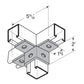 Flexstrut FS-5514 3-Way Channel Wing Connector Drawing With Dimensions