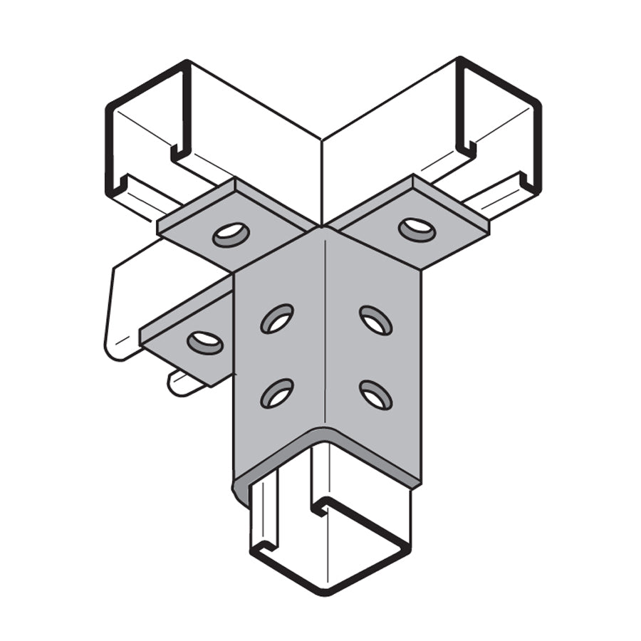Wingback Thread Outlet 9-Hole 3-Way Channel Wing Connector - Electro-Galvanized – Fasteners Plus