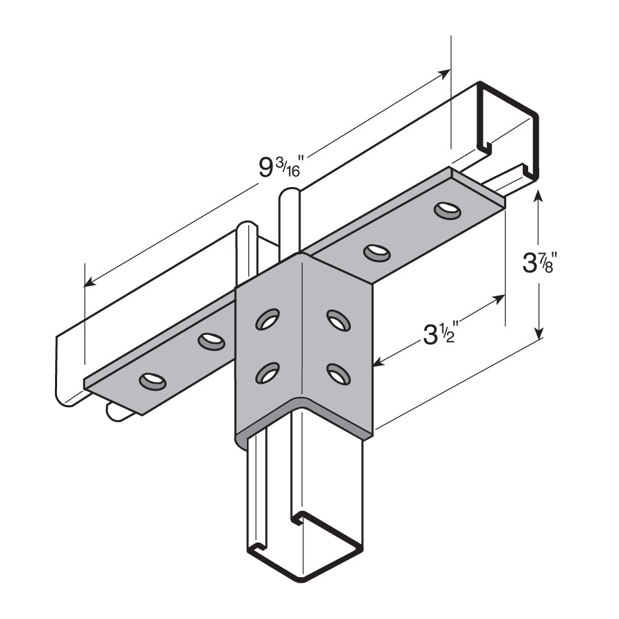 10-Hole 2-Way Channel Wing Connector - Electro-Galvanized – Fasteners Plus