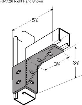 Flexstrut FS-5527 Gusset Corner Channel Wing Connector Drawing With Dimensions