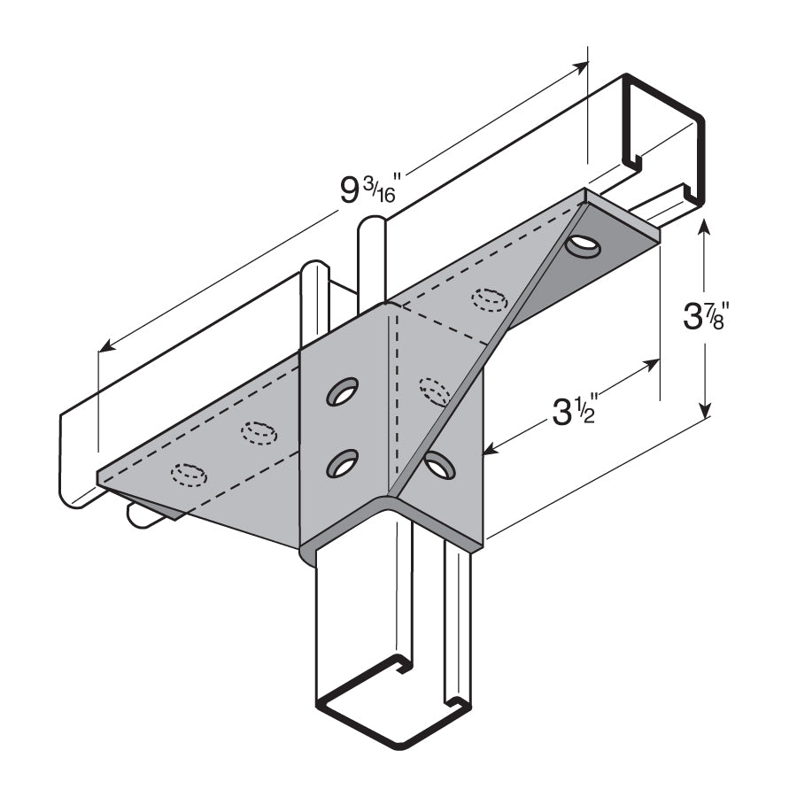 Flexstrut FS-5528 2-Way Channel Connector Drawing With Dimensions