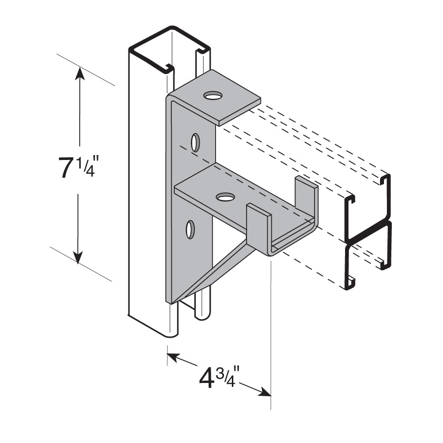 Flexstrut FS-5650 Bracket Brace Adapter For FS-201 Drawing With Dimensions