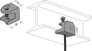 Flexstrut FS-5718 Wide Rod Support Malleable Clamp Drawing With Dimensions