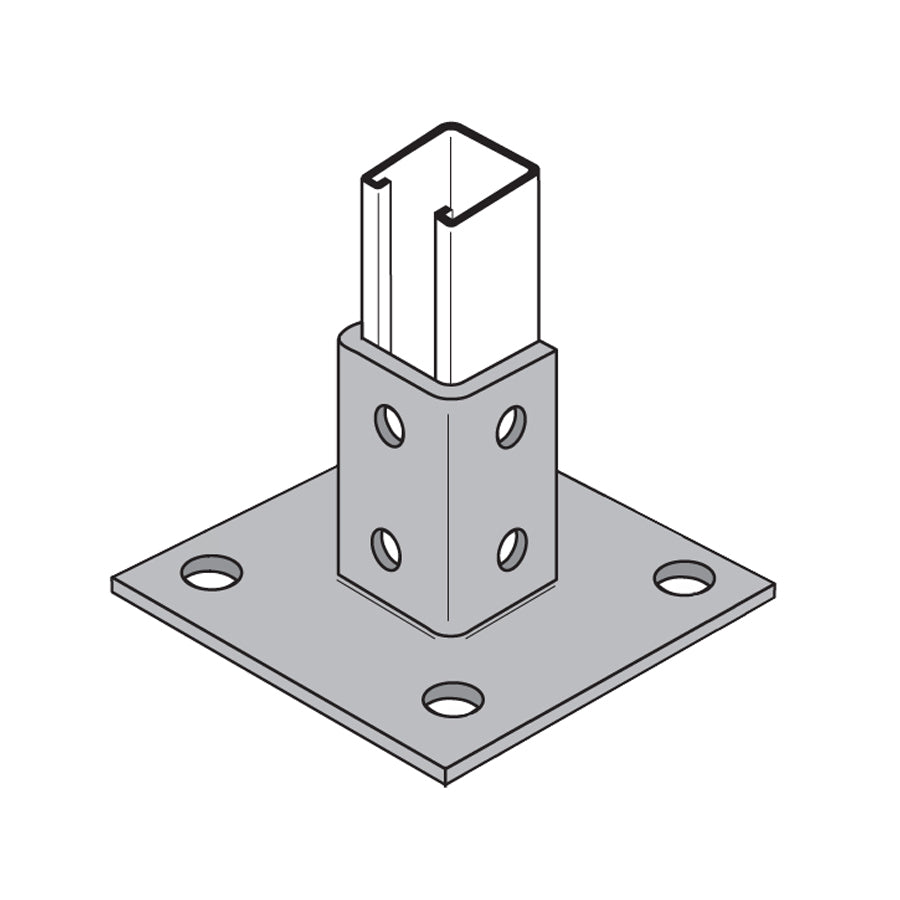 Square Single Channel 2-Hole Post Base - 316 Stainless Steel ...