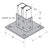 Flexstrut Square Double Channel Post Base 2-Level Drawing With Dimensions
