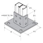 Flexstrut Square Double Channel Post Base 2-Level Drawing With Dimensions