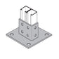 Flexstrut Square Double Channel Post Base 2-Level Drawing