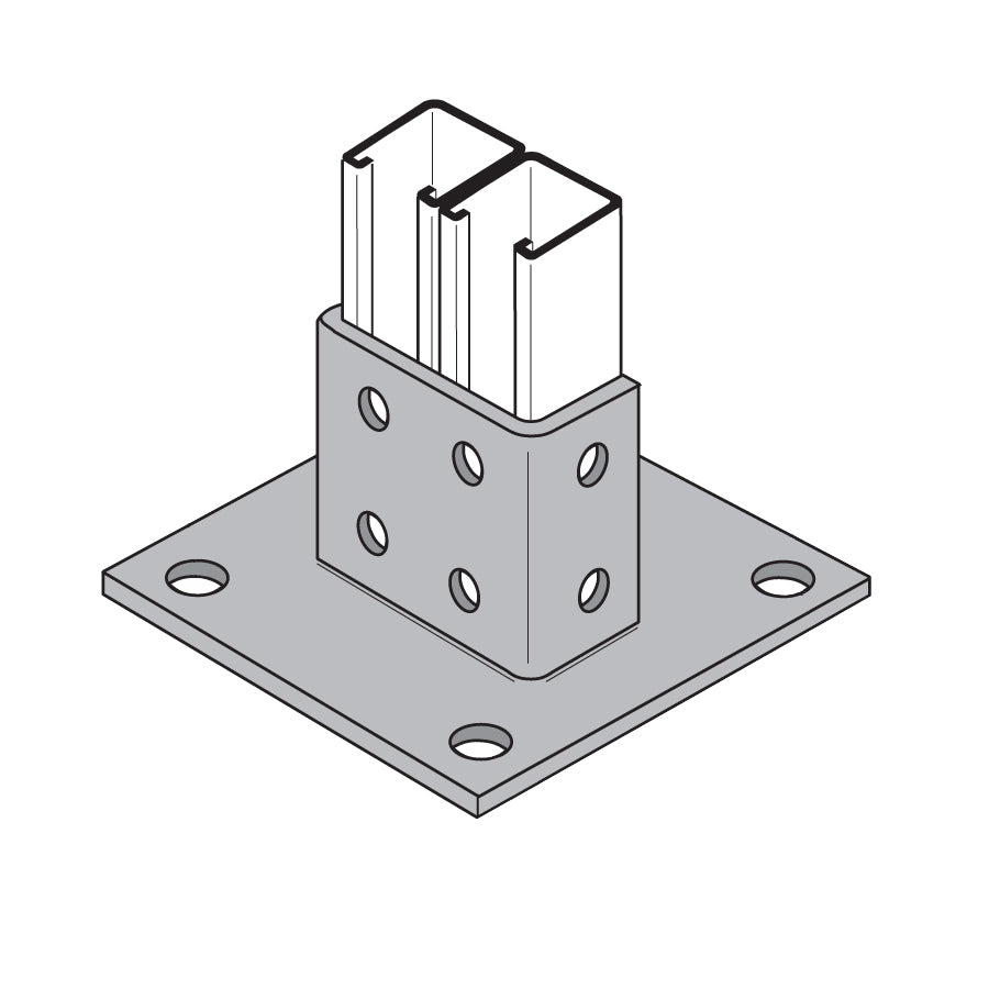 Square Double Channel Post Base 2-Level - 304 Stainless Steel ...
