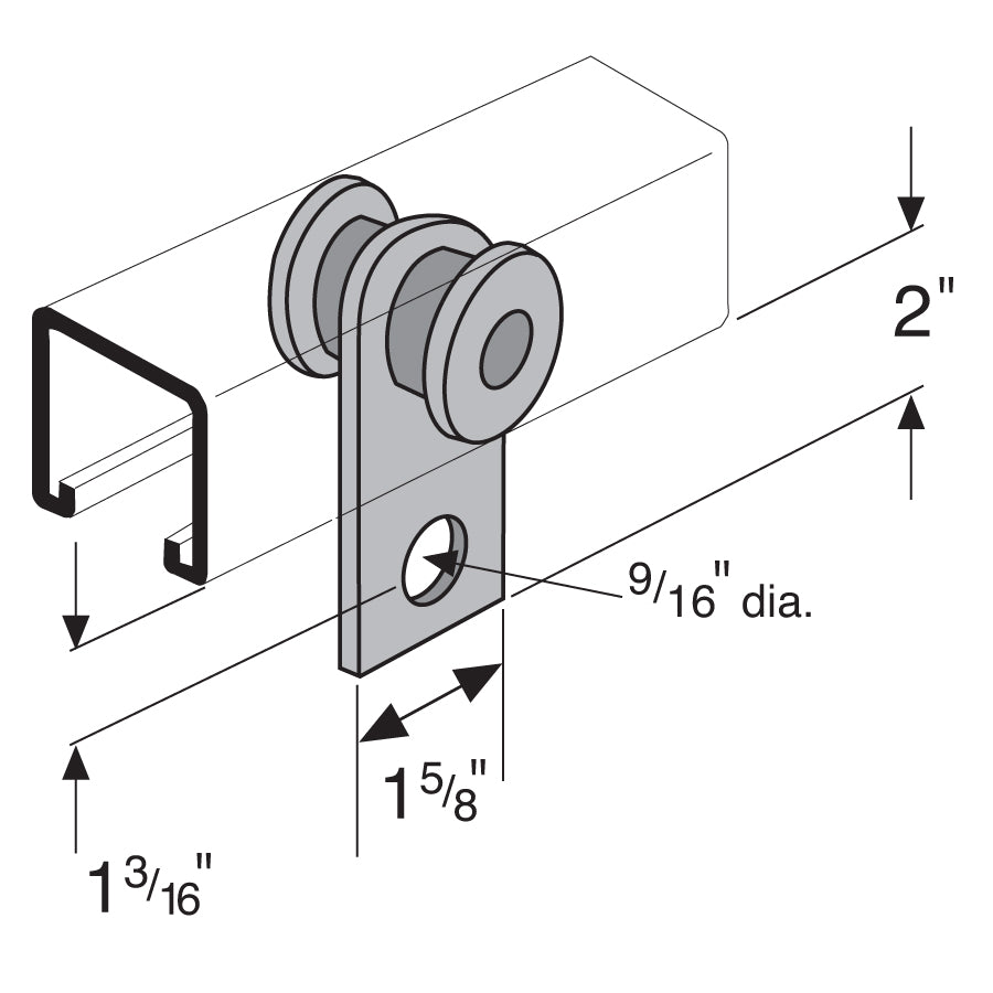 Flexstrut 2 Wheel Trolly Drawing With Dimensions