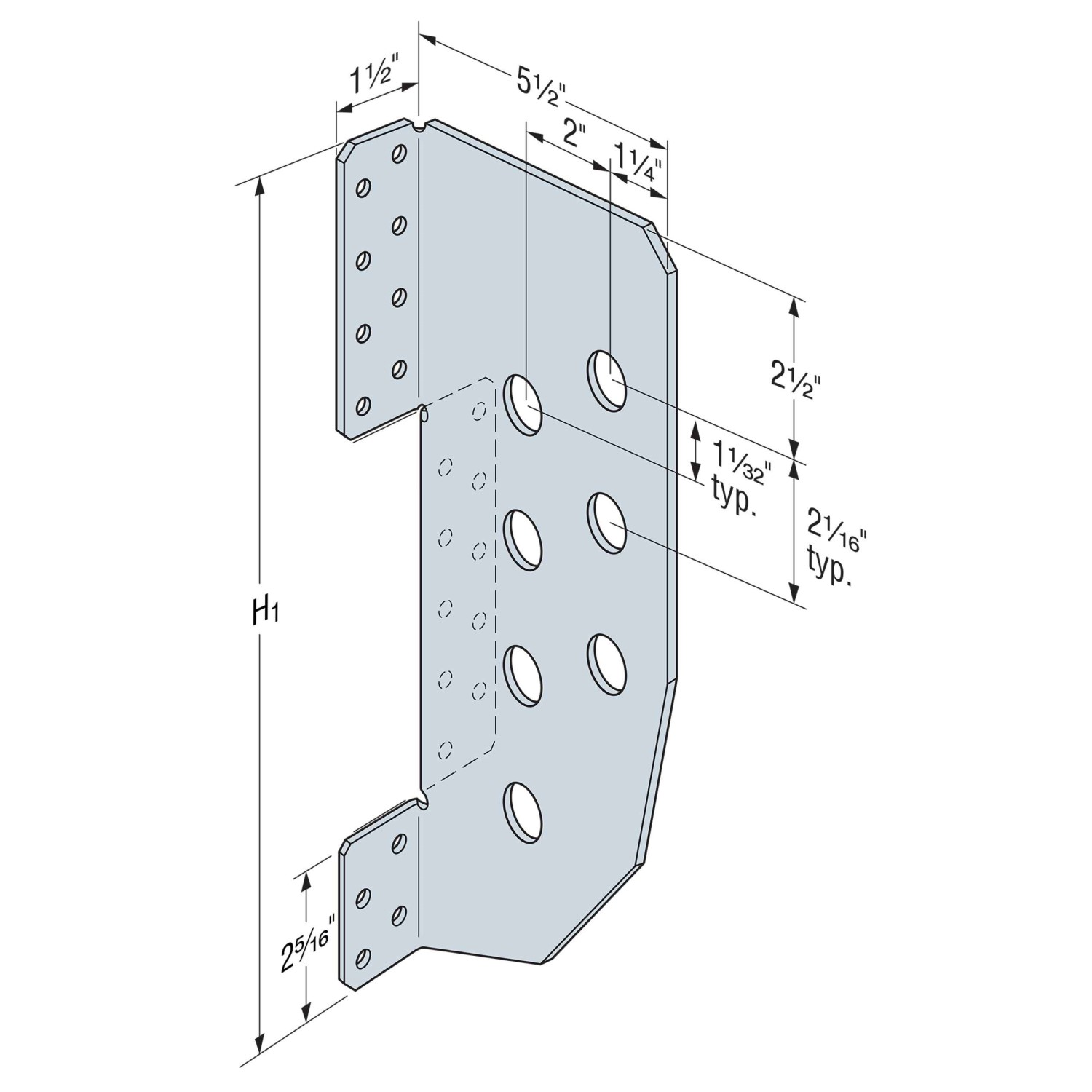 Simpson HCJTZ Concealed Joist Tie with Pins - ZMAX