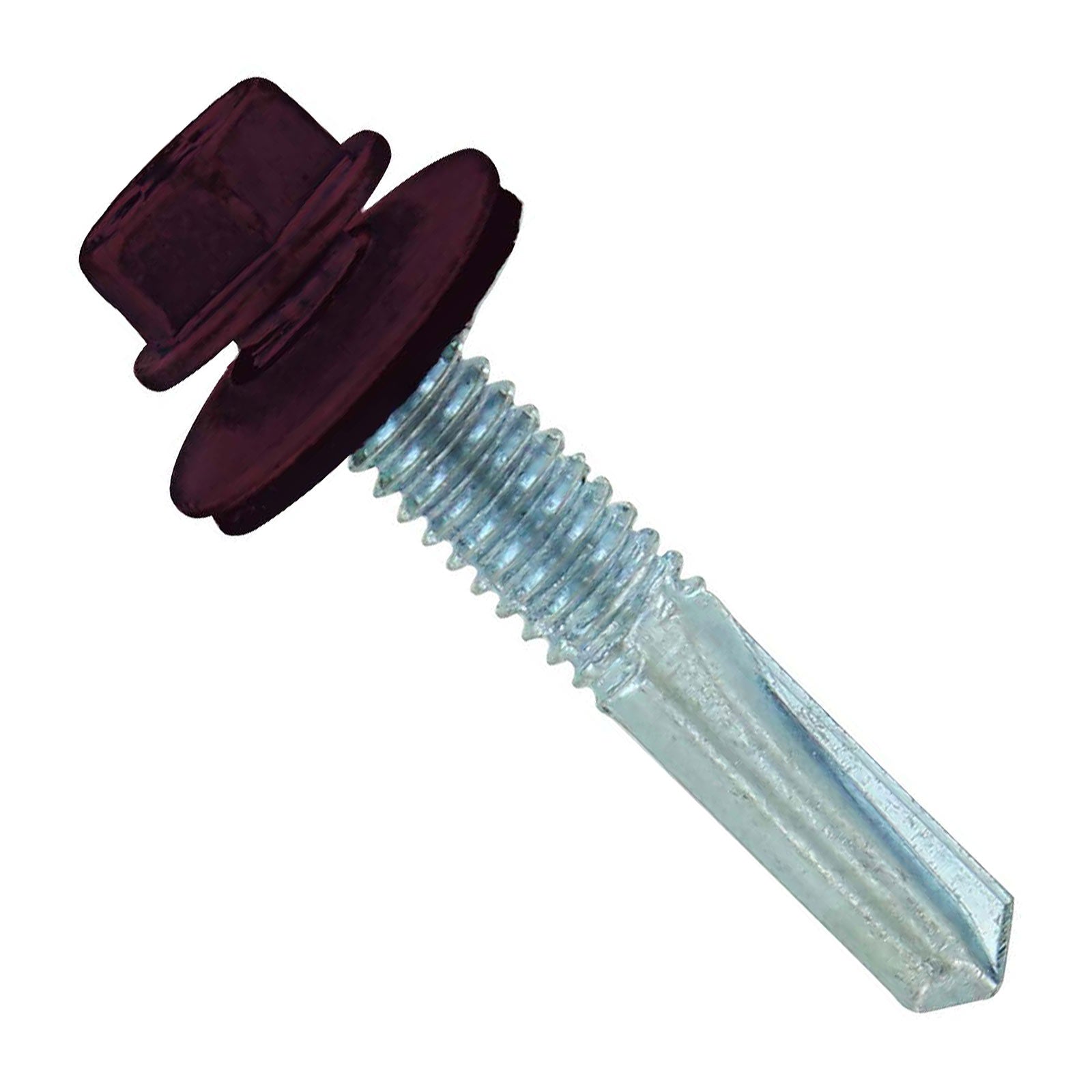 #1224 x 114 inch HG Steelbinder Metal Roofing Screw Burgundy Pkg 250 image 1 of 2