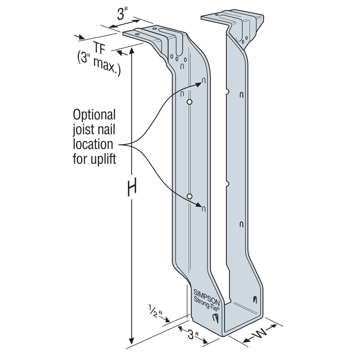 HIT Heavy I-Joist Top-Flange Hanger callout