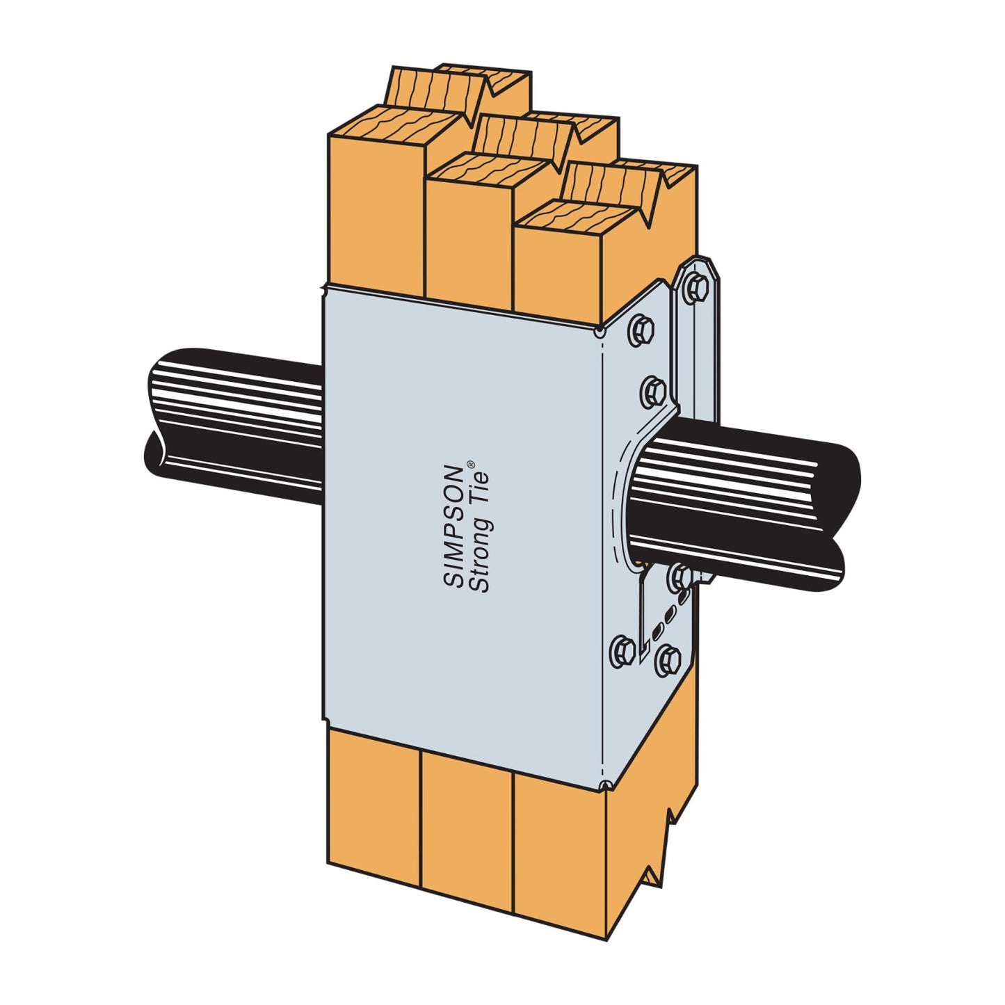 Simpson HSS23SDS3 Triple 2x Stud Shoe w 3 inch SDS Screws Galvanized image 1 of 3 image 2 of 3 image 3 of 3