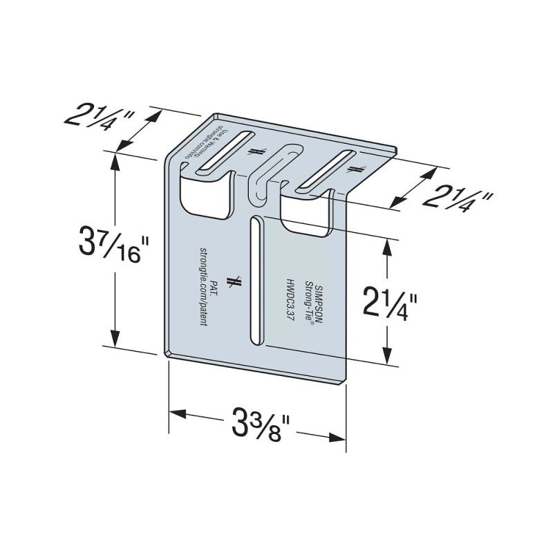 Simpson HWDC3.37-KT25 Head-Of-Wall Drift-Clip Connector, Pkg 25
