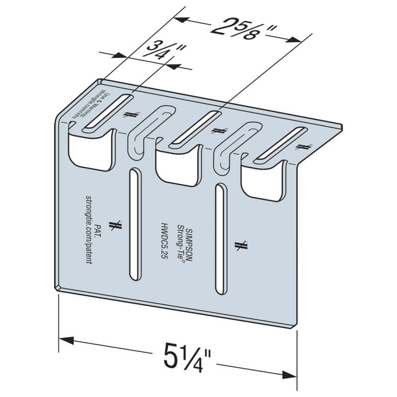 Simpson HWDC5.25-KT25 Head-Of-Wall Drift-Clip Connector, Pkg 25