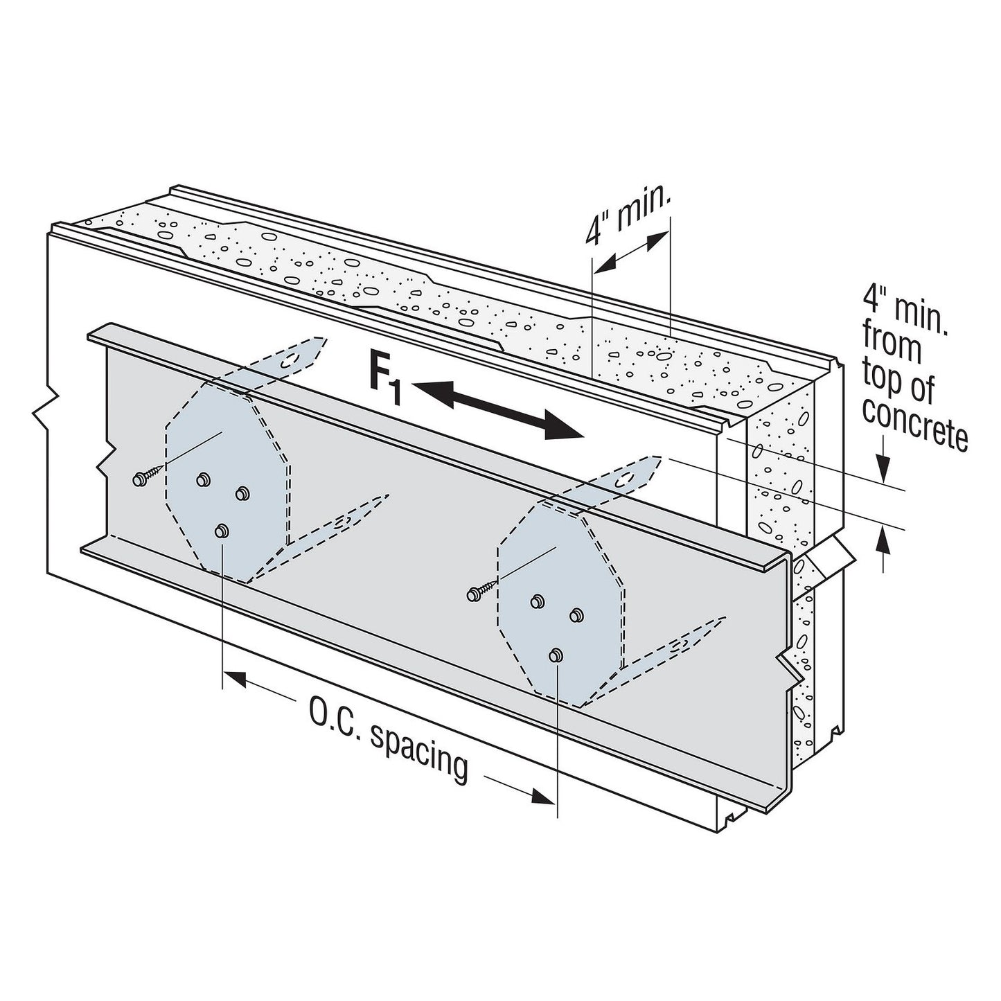 Simpson ICFVL Steel Ledger Connector for ICF Forms, 15 pack