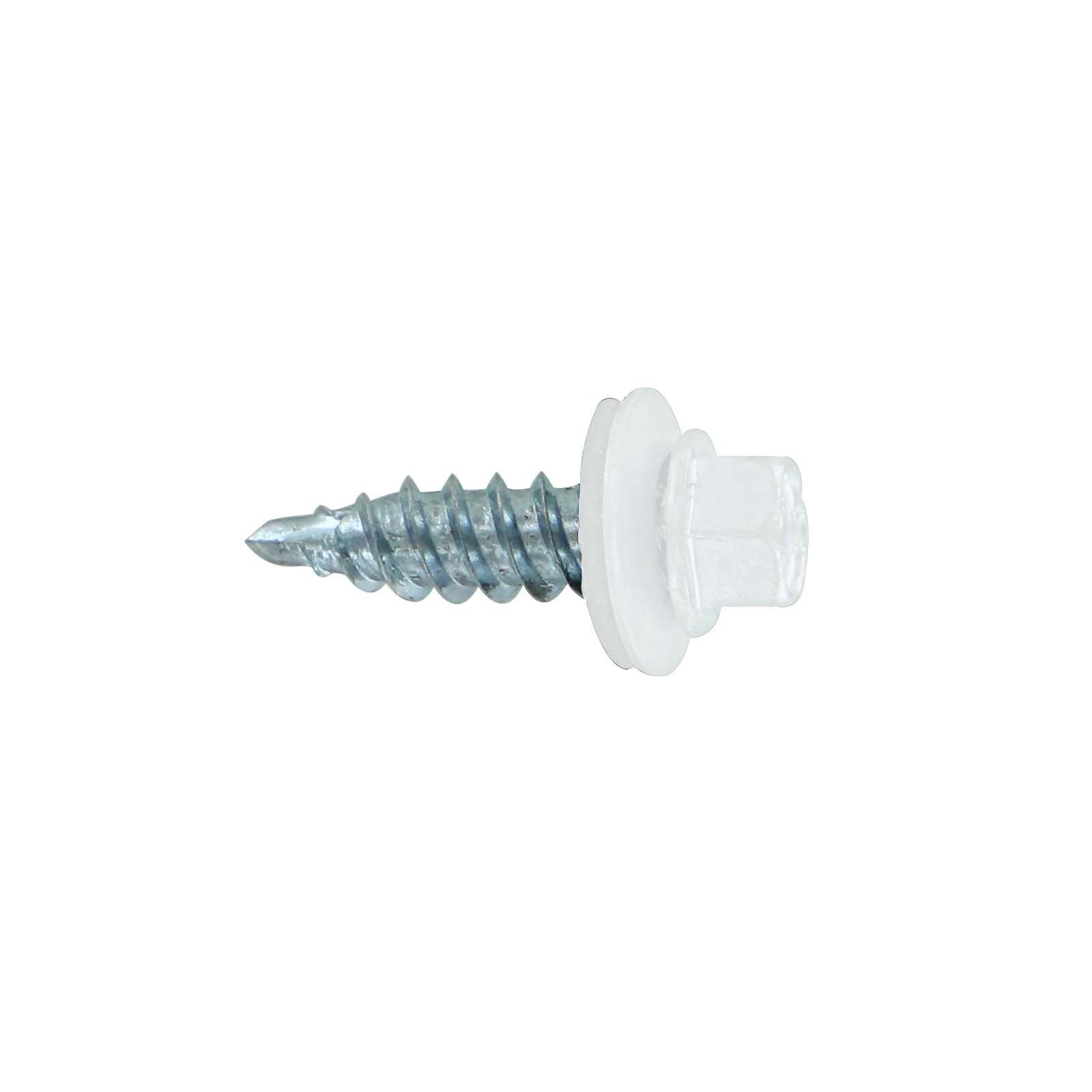#12 x 34 inch Kwikseal Woodbinder Metal Roofing Stitch Screw Bright White Pkg 250 image 1 of 2