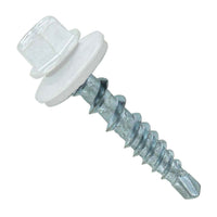 #10 x 1 inch Kwikseal Woodbinder Metal Roofing Screw Bright White Pkg 250