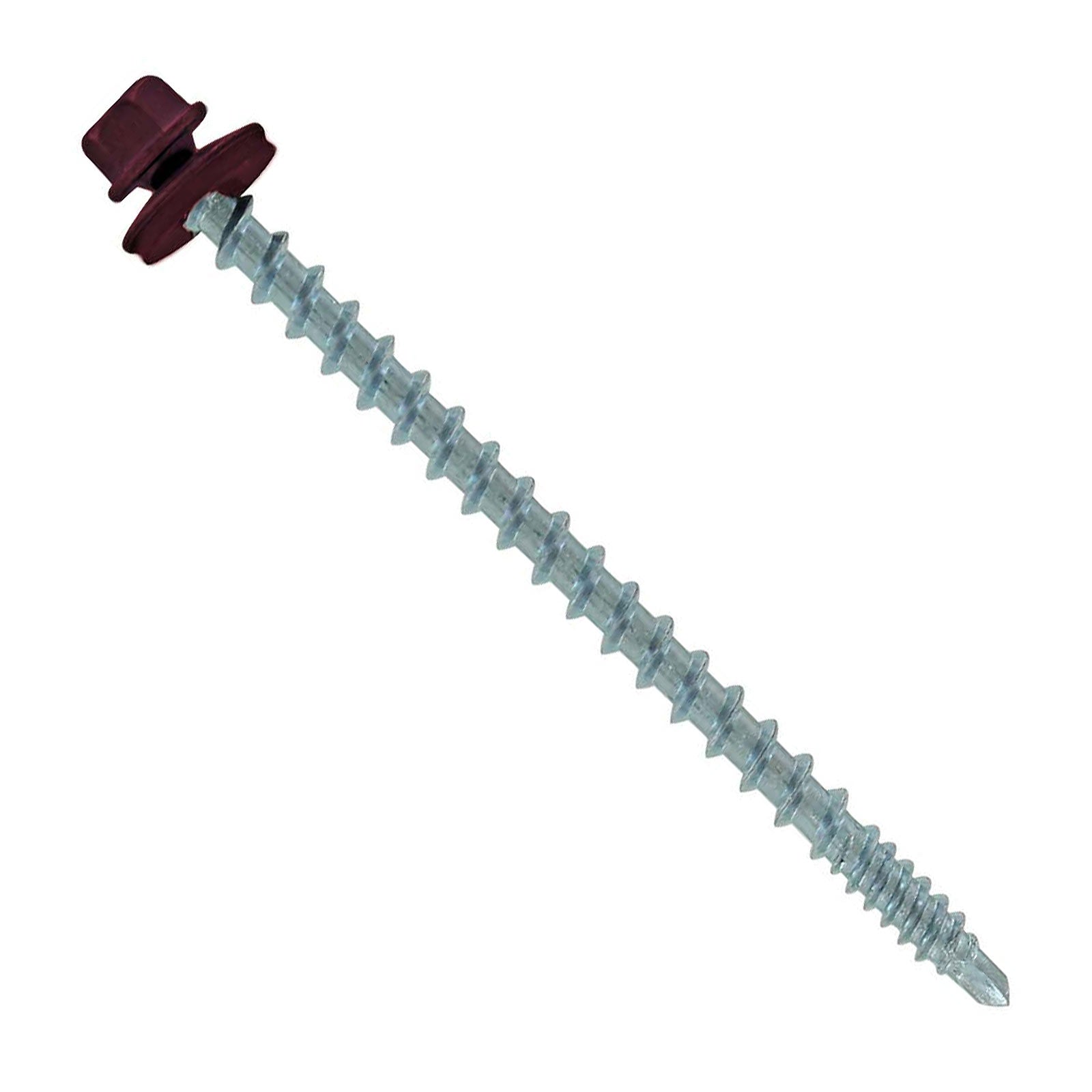 #10 X 3 inch Kwikseal Woodbinder Metal Roofing Screw Burgundy Pkg 250