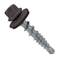 #10 x 1 inch Kwikseal Woodbinder Metal Roofing Screw Charcoal Gray Pkg 250