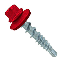 #10 X 1 inch Kwikseal Woodbinder Metal Roofing Screw Crimson Pkg 250