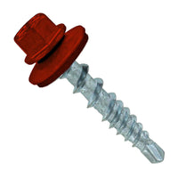 #10 x 1 inch Kwikseal Woodbinder Metal Roofing Screw Rustic Red Pkg 250