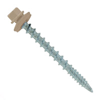 #10 X 2 inch Kwikseal Woodbinder Metal Roofing Screw Tan Pkg 250