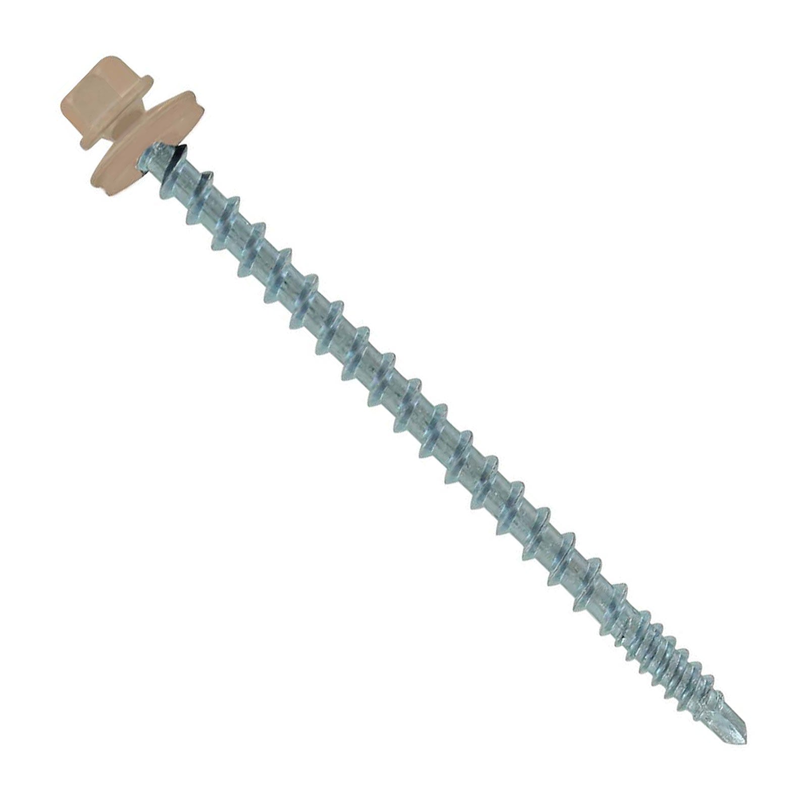 #10 X 3 inch Kwikseal Woodbinder Metal Roofing Screw Tan Pkg 250