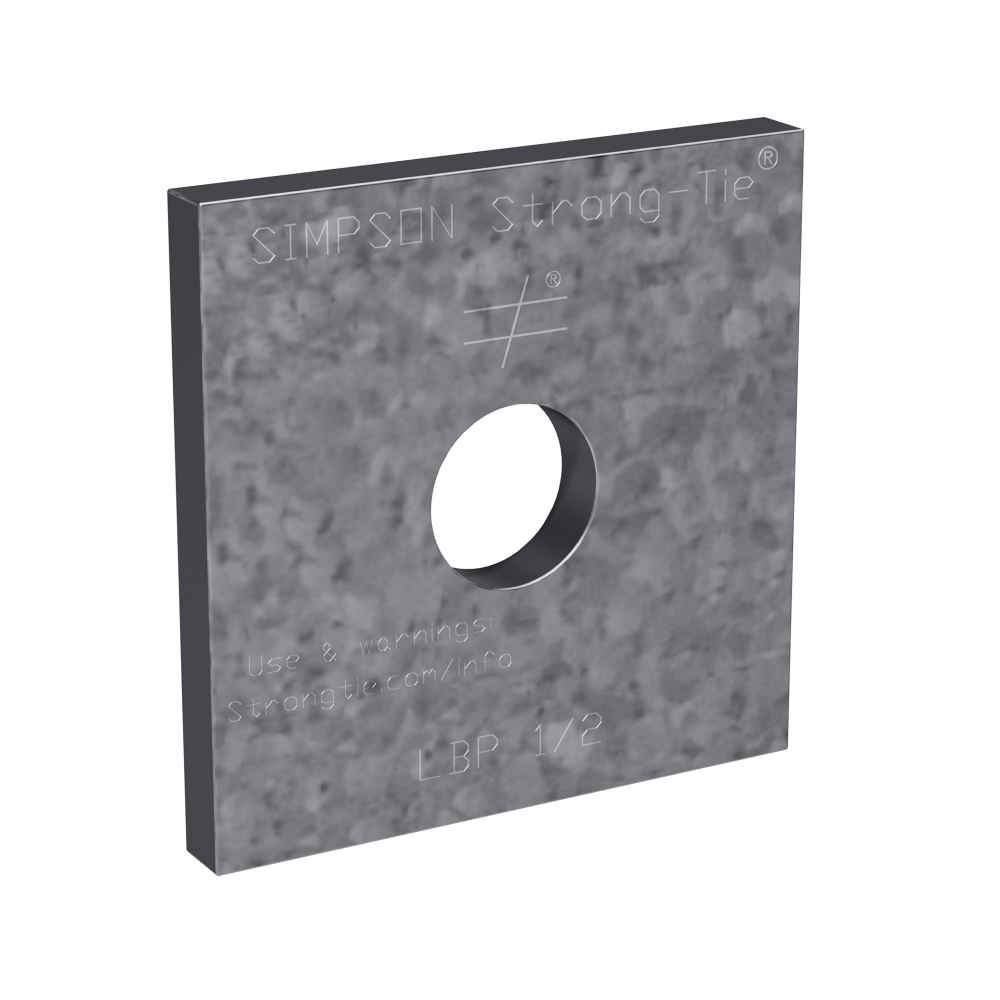 12 inch Hole Flat Bearing Plate 2 inch x 2 inch x 964 inch Uncoated