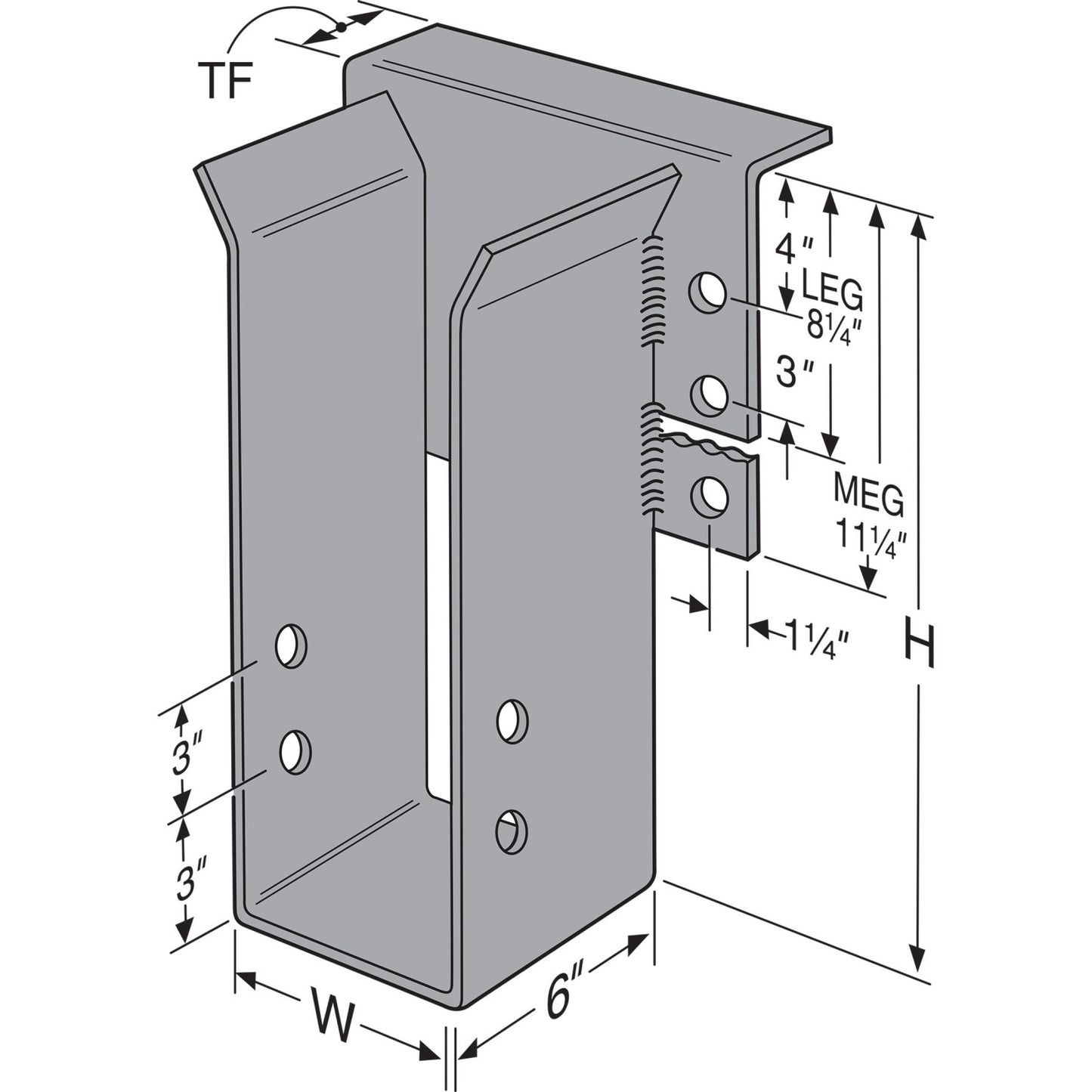 Simpson LEG Beam and Glulam Top-Flange Hangers, Gray Paint