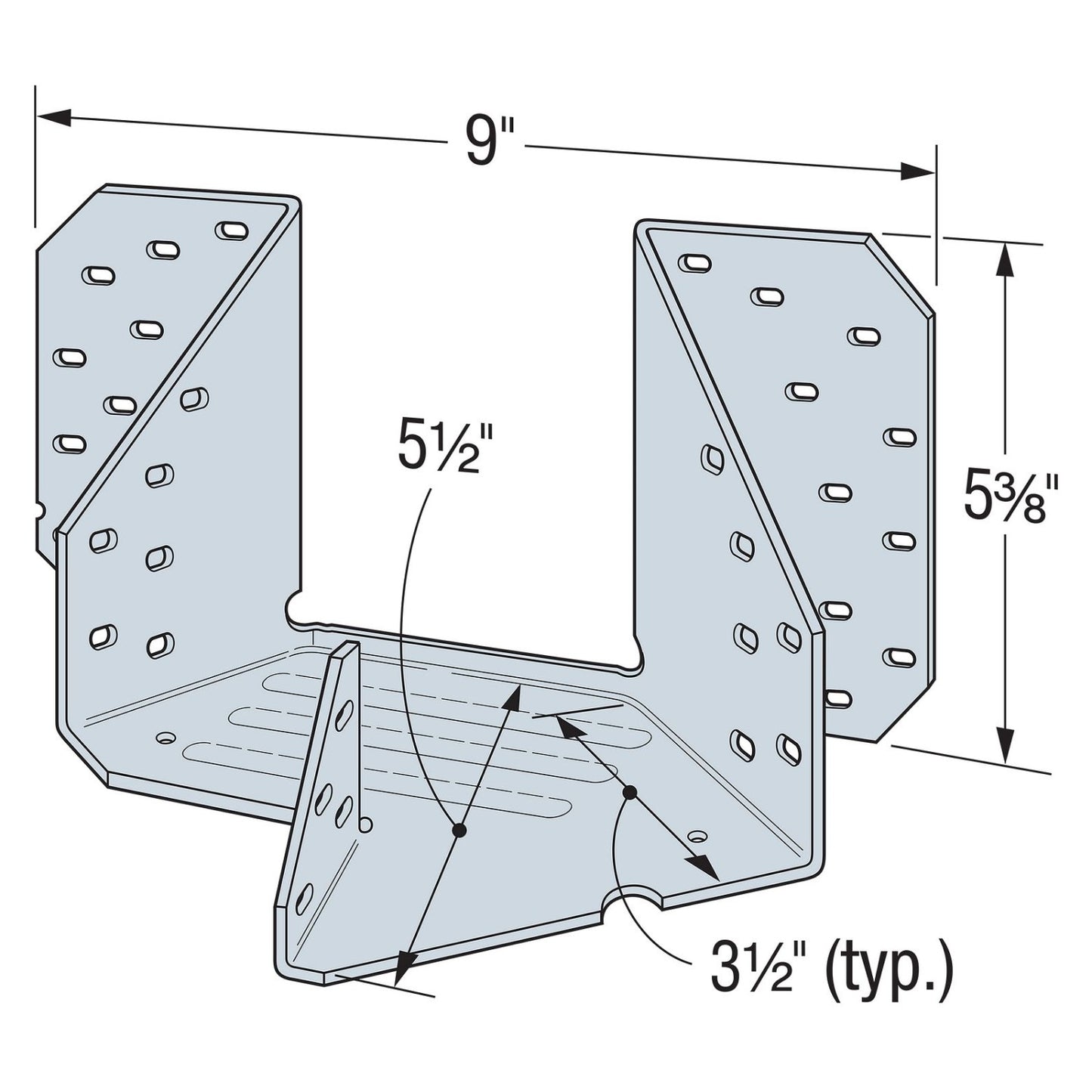 Simpson LTHJA26 Multiple-Truss Hip/Jack Hanger 18 Gauge - Galvanized