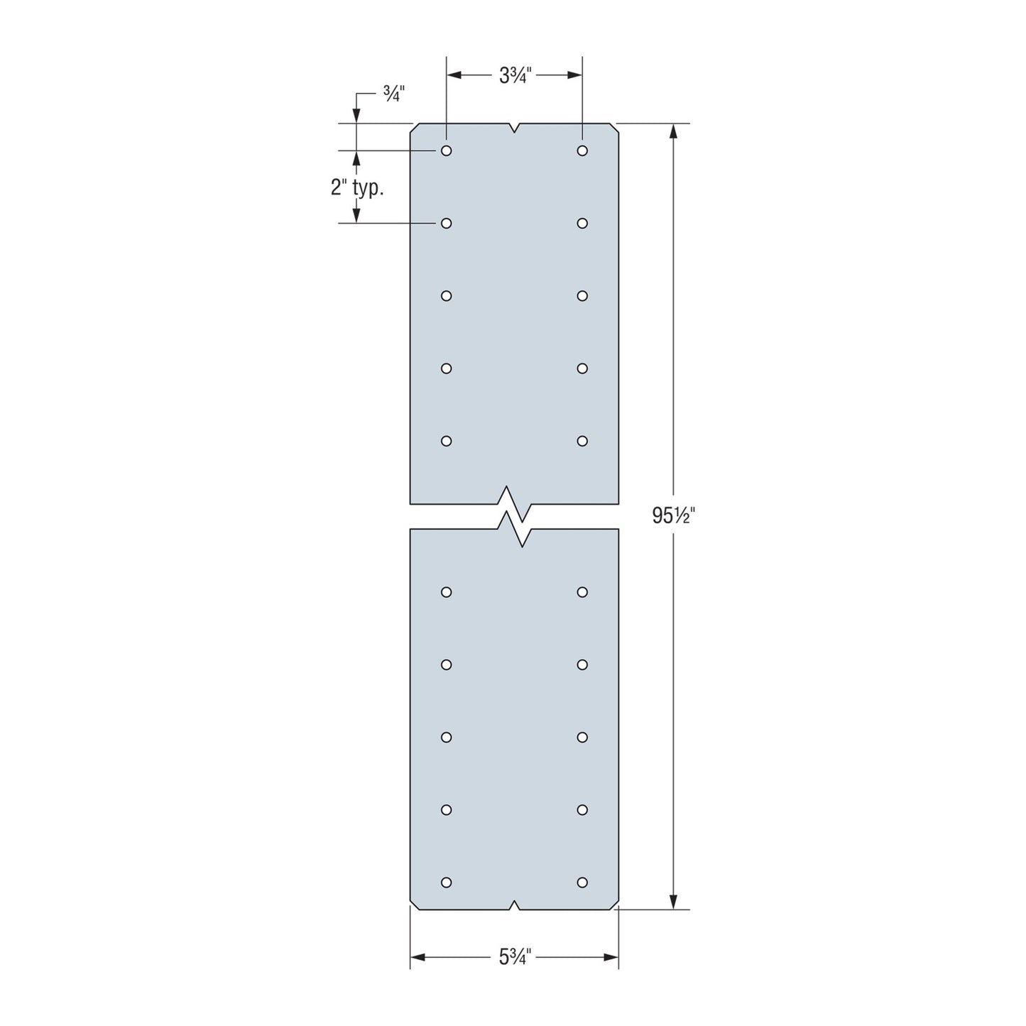 Simpson MDSS96 95-1/2" 14 Guage Strap Tie - G90 Galvanized