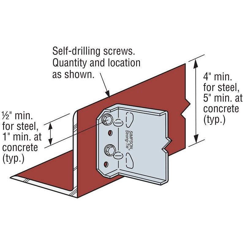 Simpson MFCB43.5-R25 Bypass Framing Fixed-Clip Connector, Pkg 25